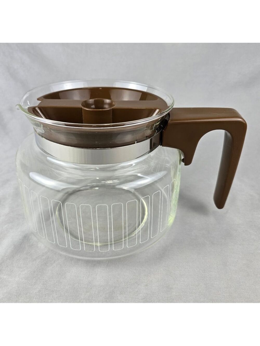 Vintage Proctor Silex 10 Cup Glass Coffee Pot Carafe Brown Handle and Lid 1980s
